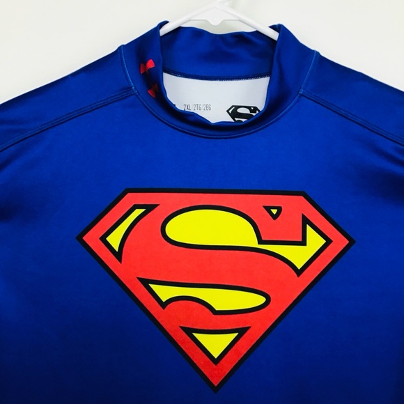 Under Armour ColdGear Superman men’s long sleeve compression tee shirt 2XL - Picture 2 of 10